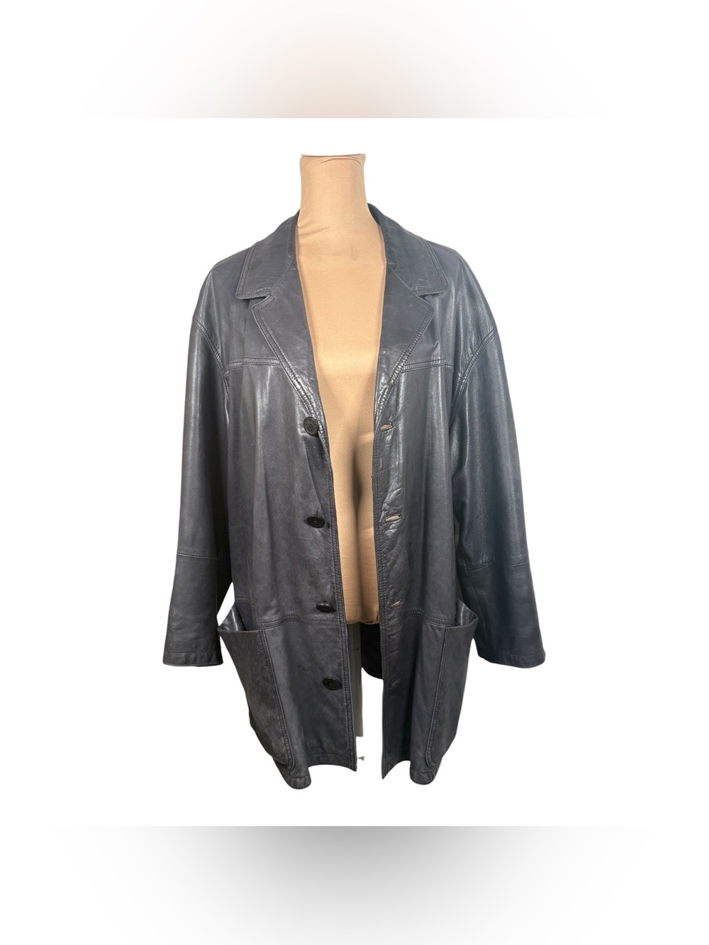 Yves Saint Laurent Vintage Lambskin Leather Coat Size 14 Petite - Picture 2 of 16